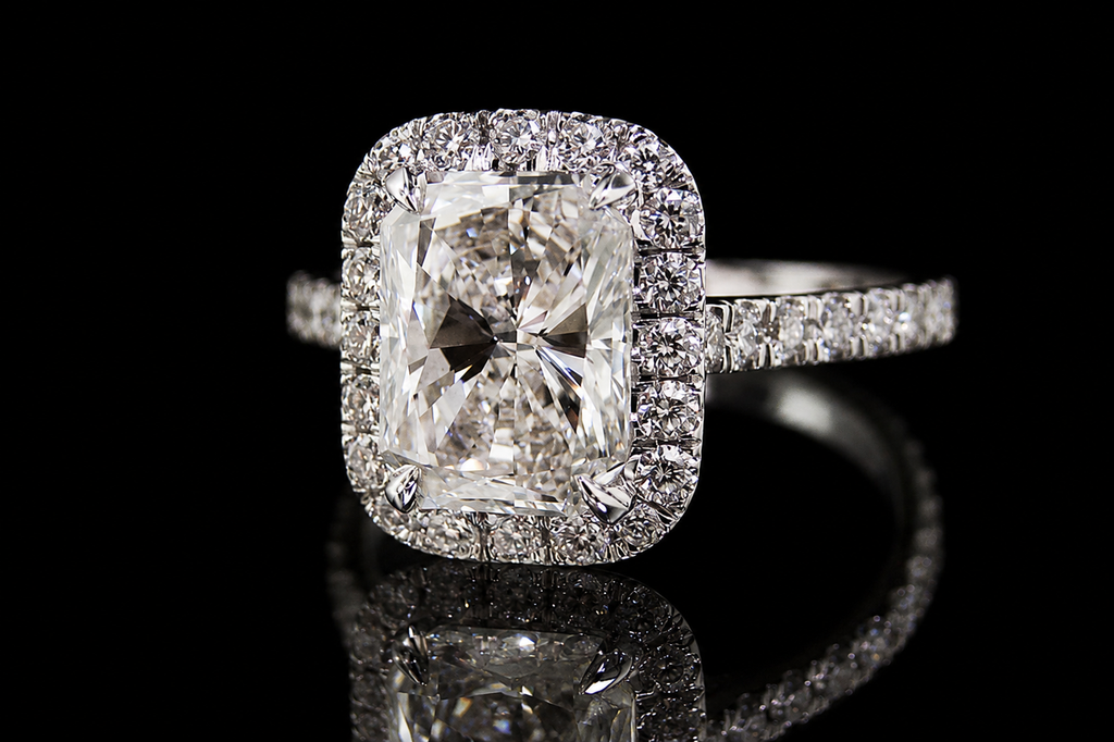 Radiant Cut Diamond Halo Engagement Ring (eng109)