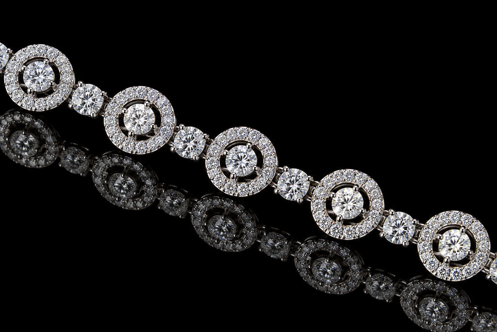 Diamond Halo Link Bracelet (brac014)