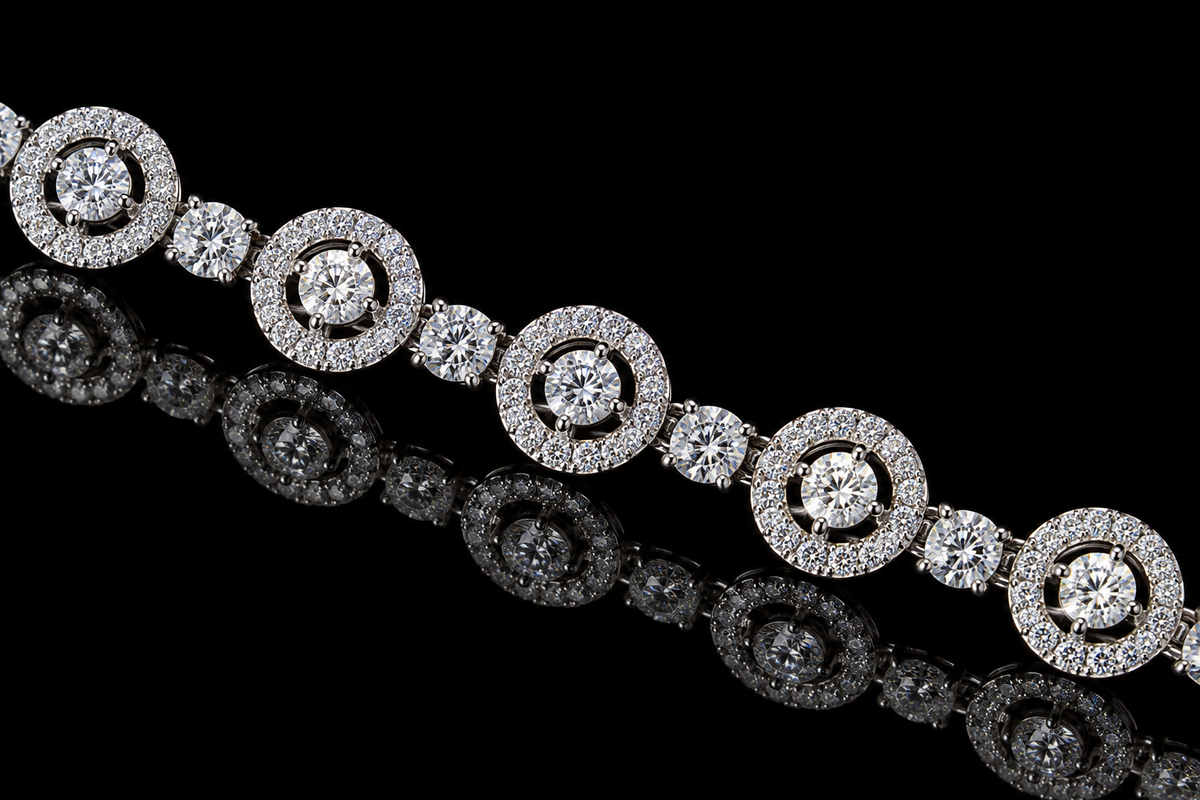 Diamond Halo Link Bracelet (brac014)
