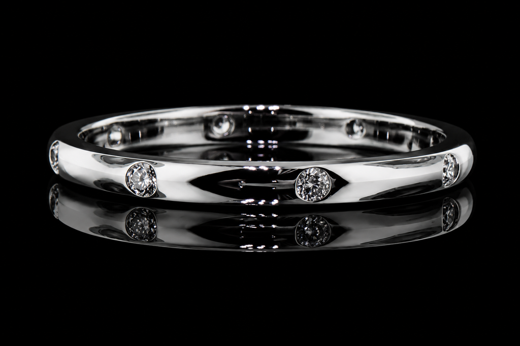 Bezel-Set Round Diamond Platinum Band (band101)