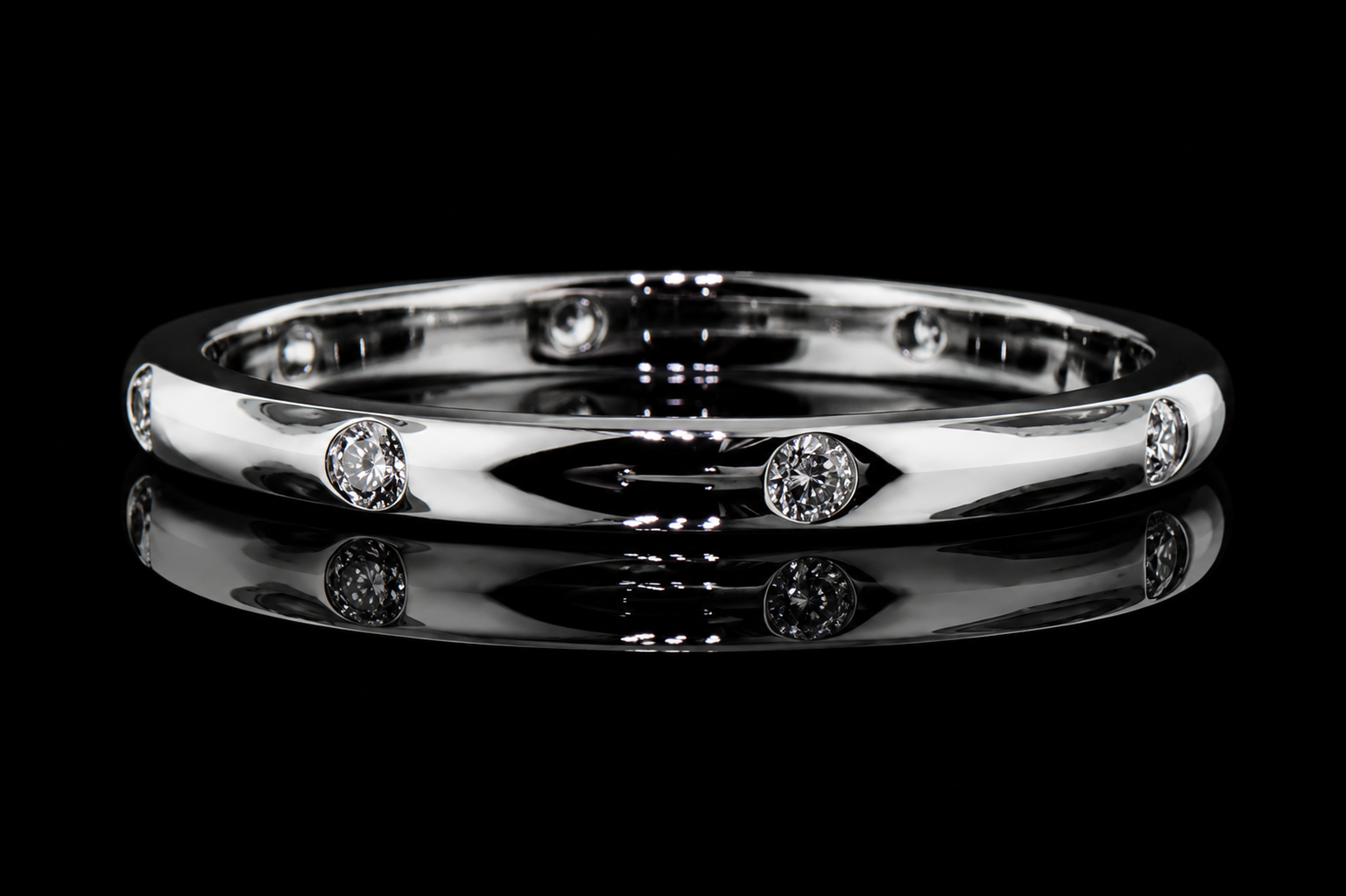 Bezel-Set Round Diamond Platinum Band (band101)