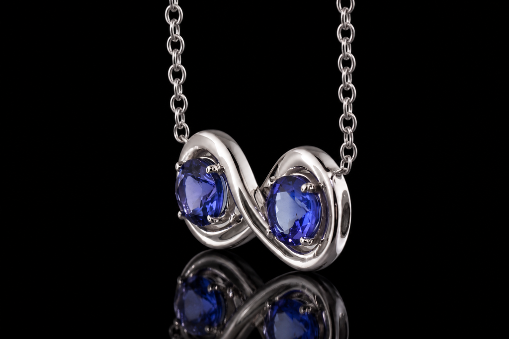 14K White Gold Tanzanite Infinity Necklace (pend116)
