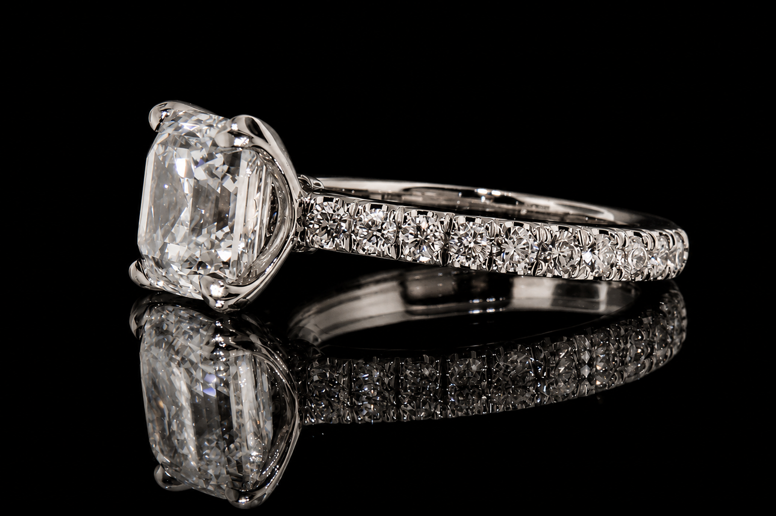 Asscher Cut Diamond Solitaire Engagement Ring