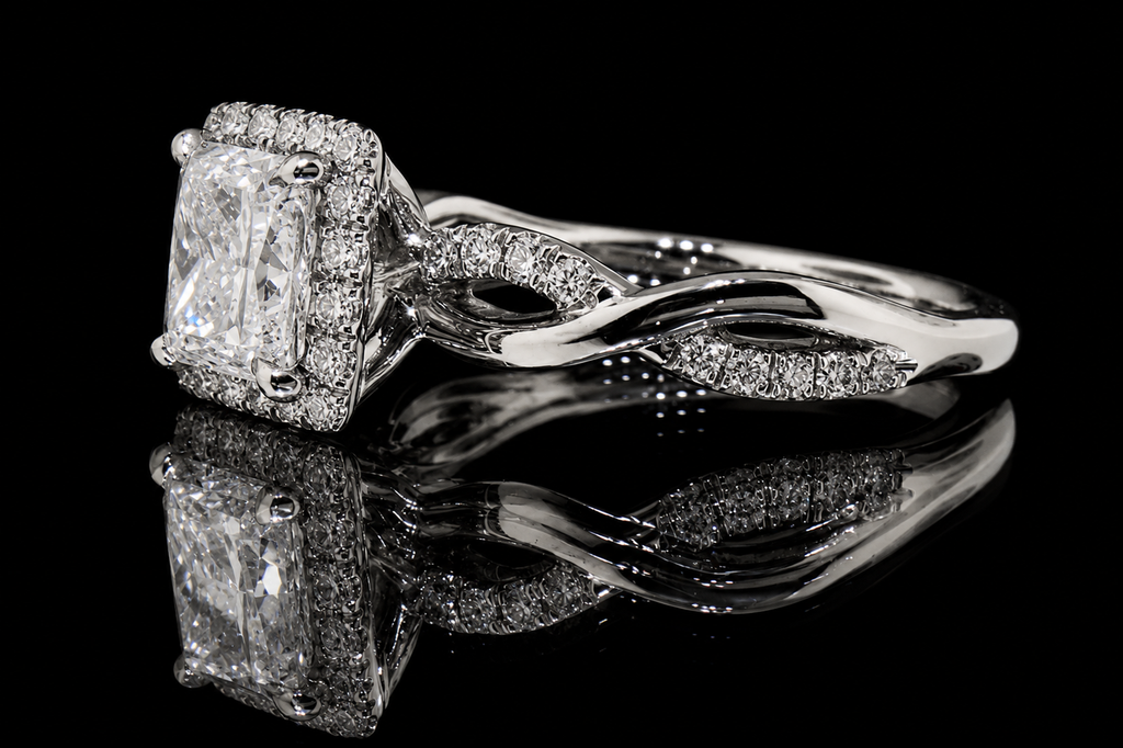 Princess Cut Diamond Halo Infinity Engagement Ring (eng358)