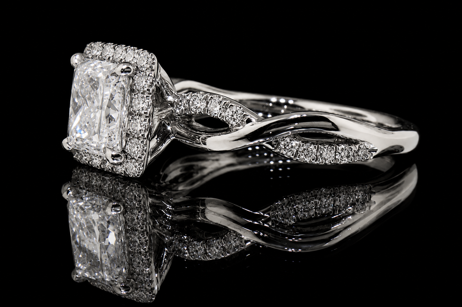 Princess Cut Diamond Halo Infinity Engagement Ring (eng358)