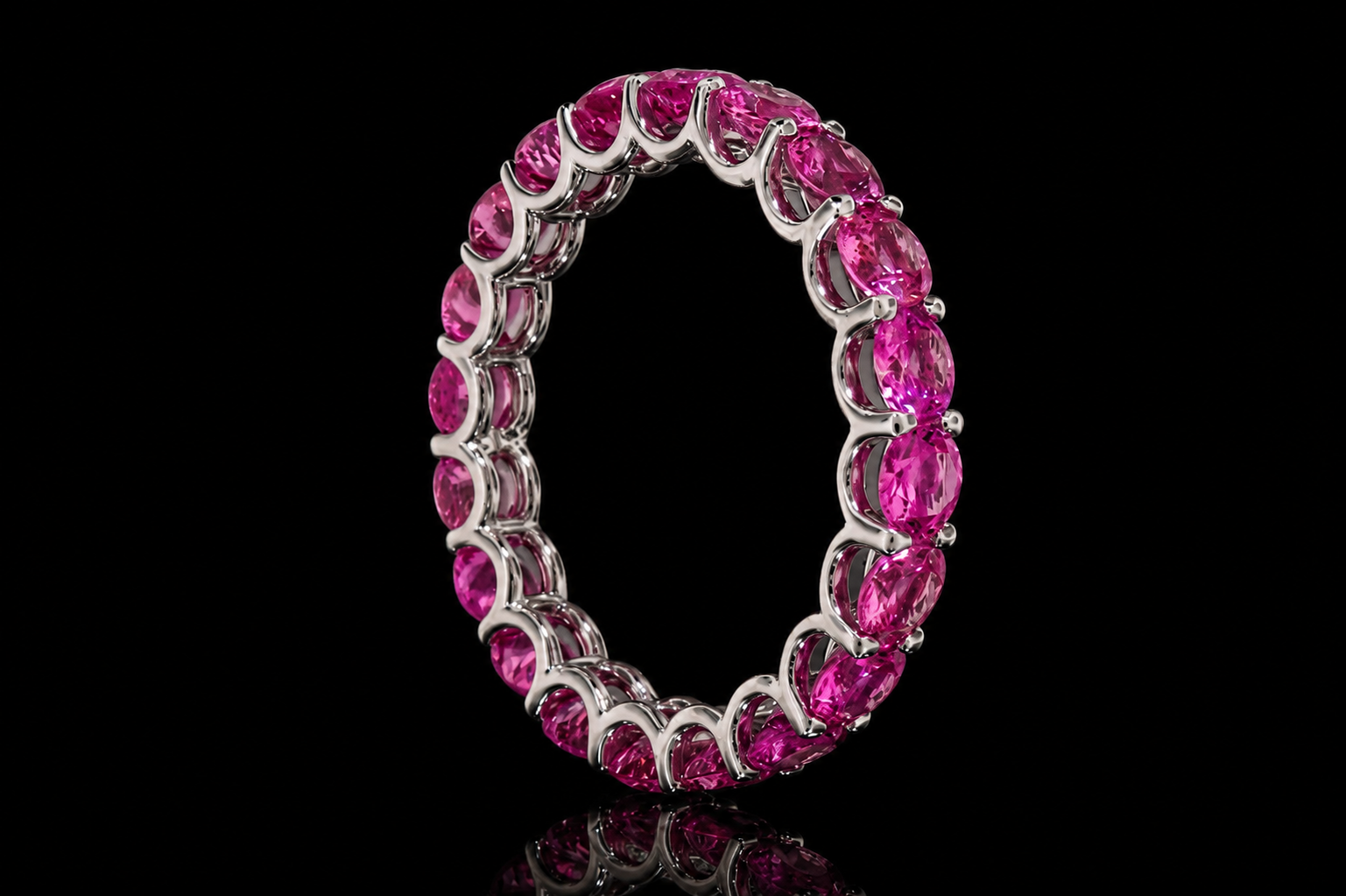 Pink Sapphire Shared-Prong Platinum Eternity Band (band131)