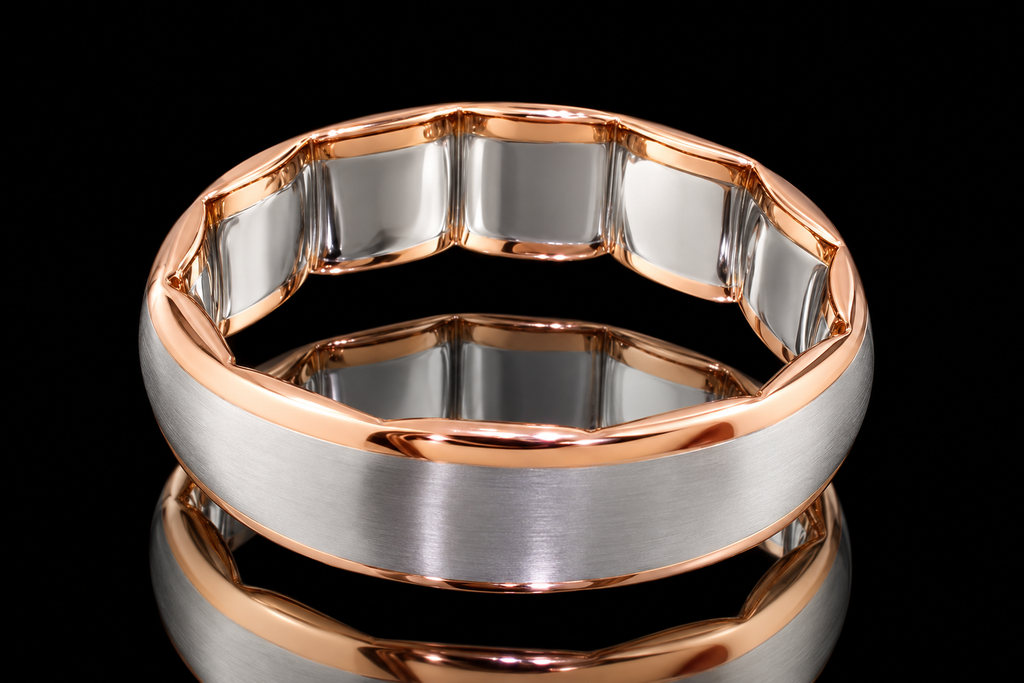 Two-Tone Platinum & Rose Gold Wedding Band (band171)