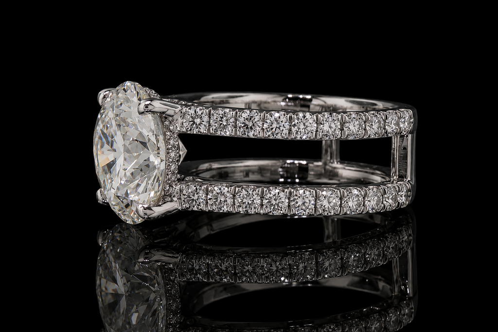 Double Split Shank Round Diamond Engagement Ring in Platinum (eng440)