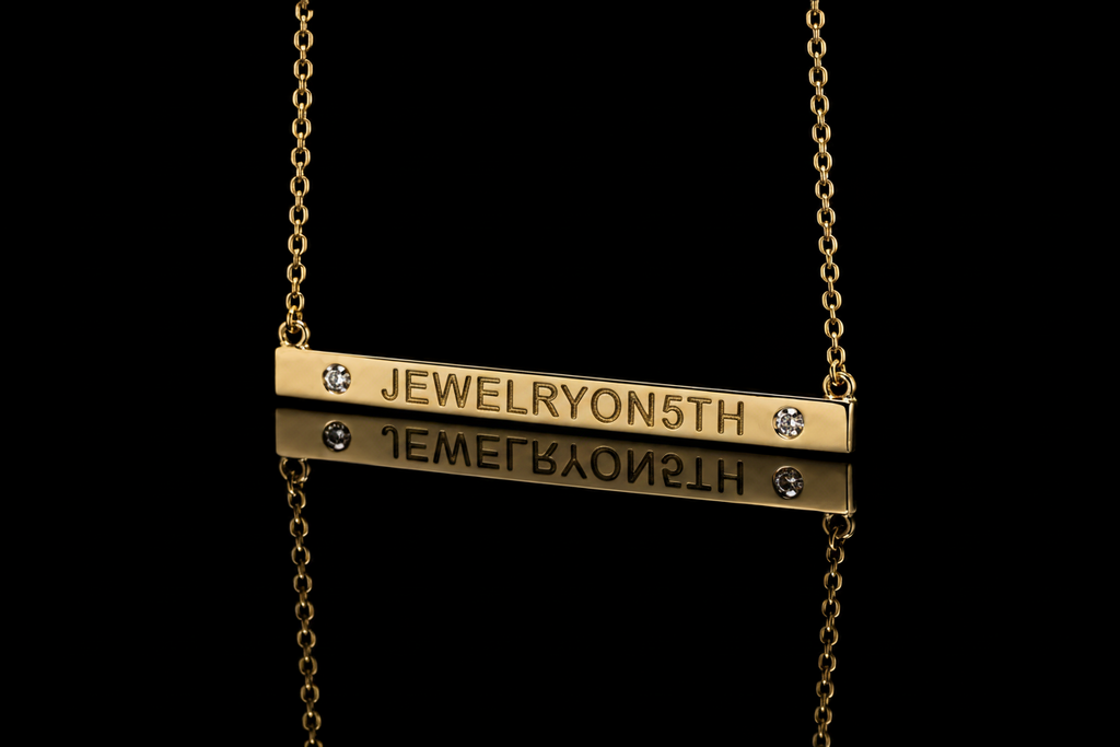 18K Yellow Gold Diamond Name Bar Necklace (pend068)