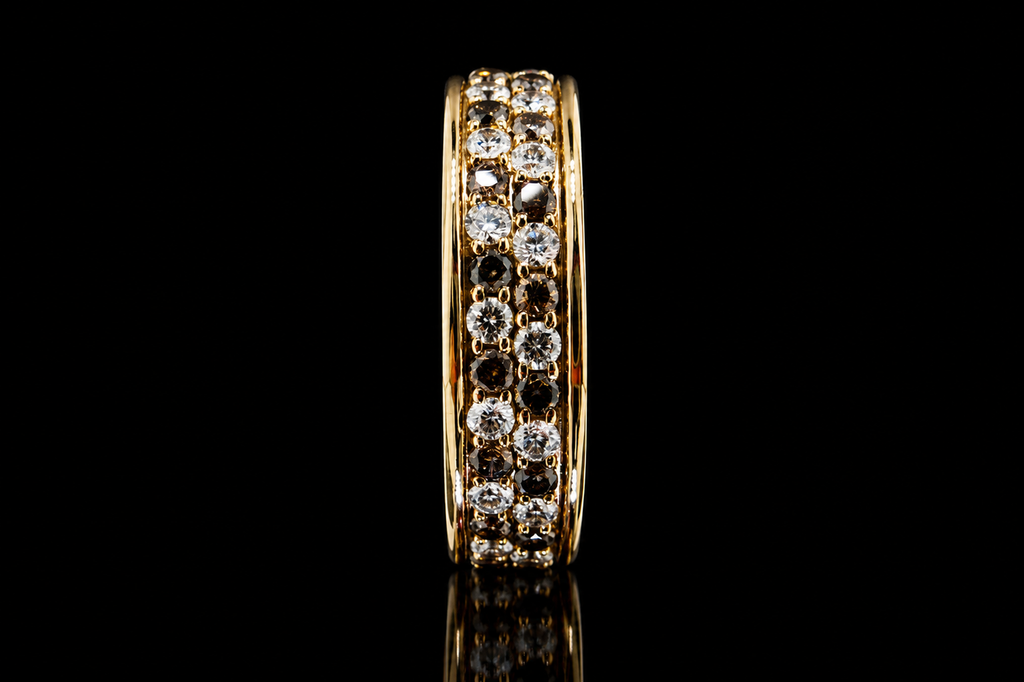 Yellow Gold Black & White Diamond Band (band061)