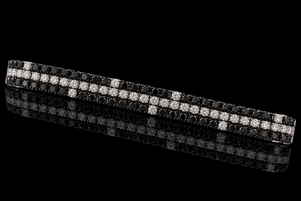 Black & White Diamond Multi-Row Bracelet (brac020)
