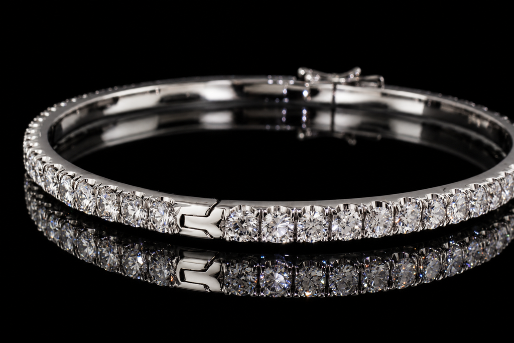 Micropavé Diamond Tennis Bangle Bracelet (brac021)