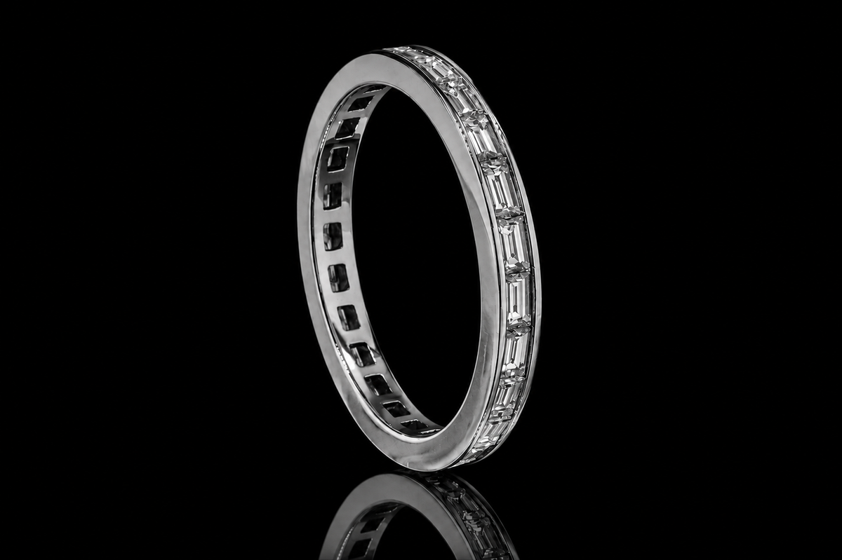 Platinum Channel-Set Baguette Diamond Eternity Band (band147)