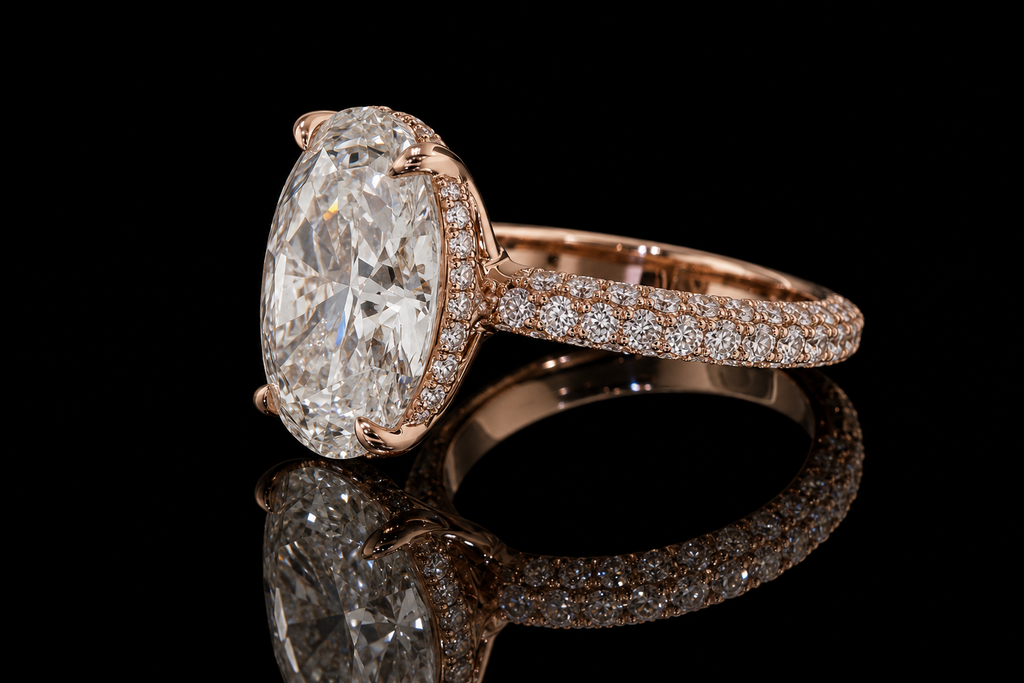 Oval Solitaire Diamond Engagement Ring in Rose Gold (eng439)