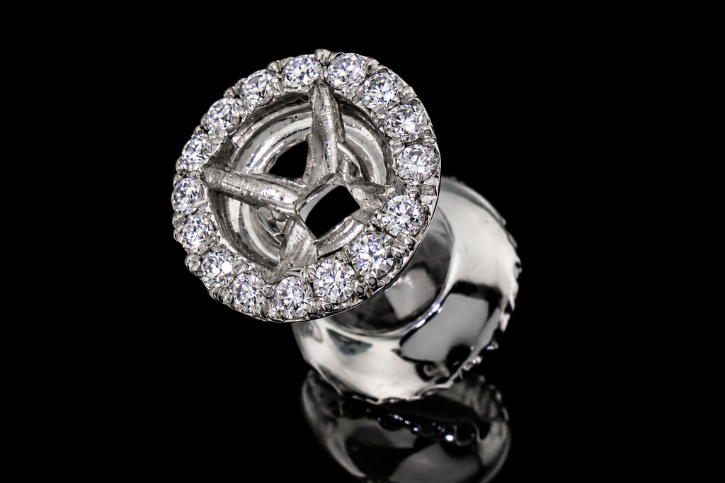 Micropavé Diamond Studs with Removable Halo Jackets (ear002)
