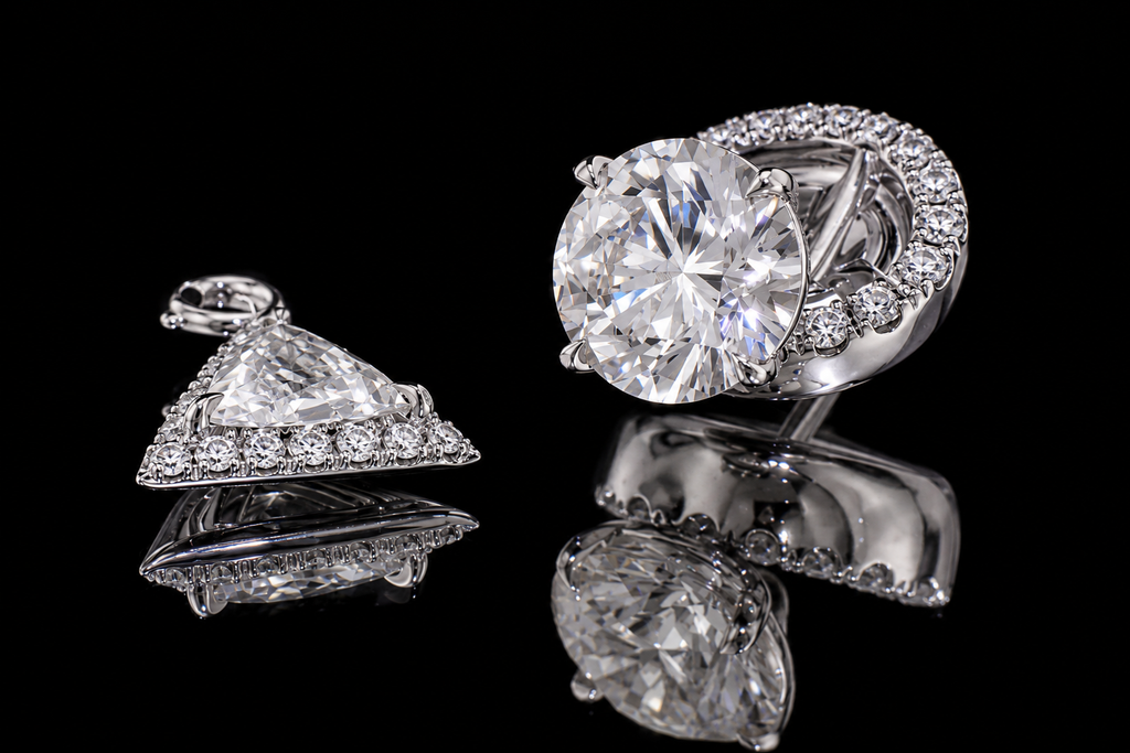 Convertible Diamond Halo & Drop Earrings (ear076)