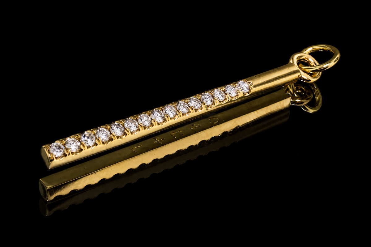 Yellow Gold Diamond Bar Pendant (pend010)