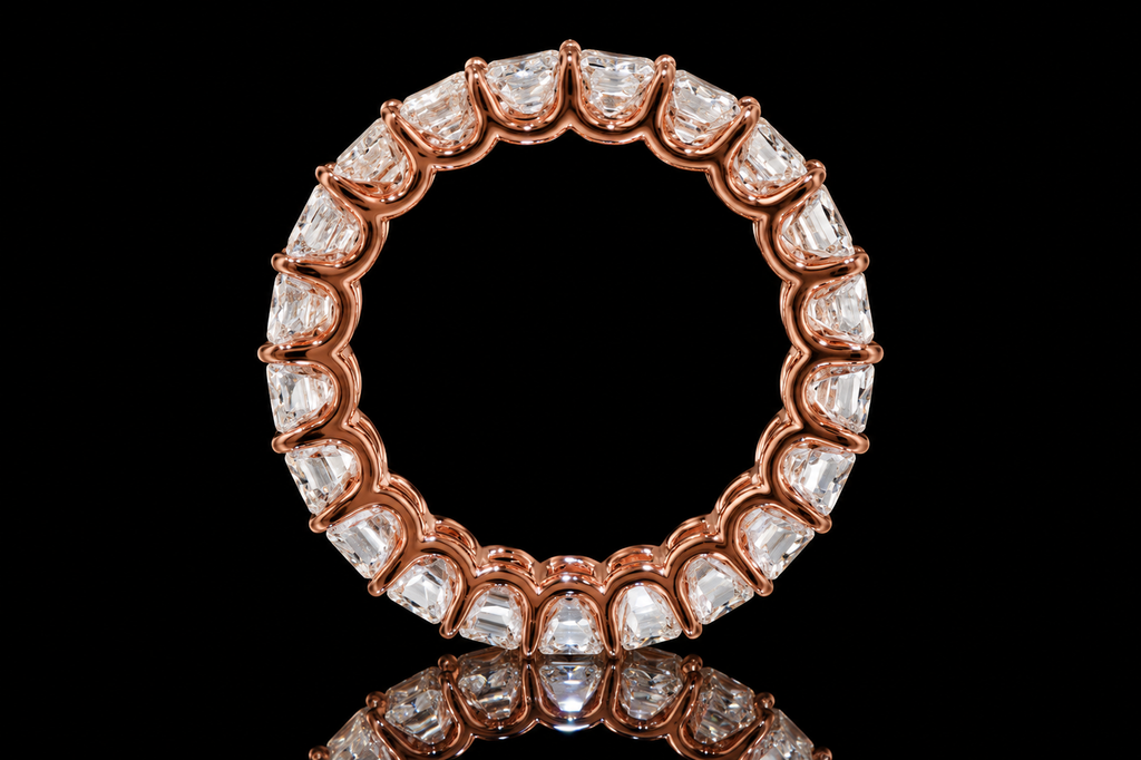 Emerald-Cut Diamond Eternity Band in Rose Gold (band168)