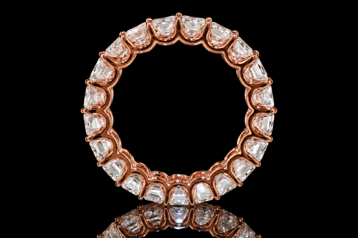 Emerald-Cut Diamond Eternity Band in Rose Gold (band168)