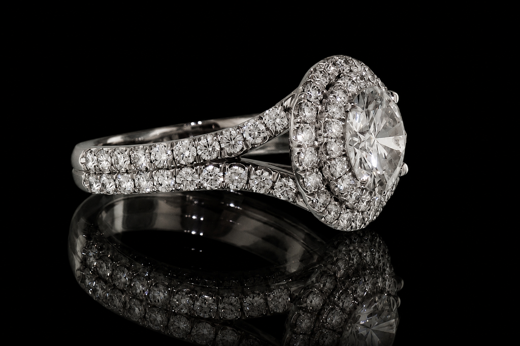 Round Diamond Double Halo Engagement Ring (eng387)