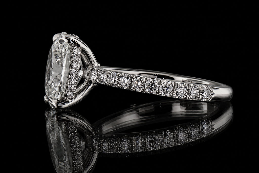 Oval Diamond Halo Engagement Ring (eng342)