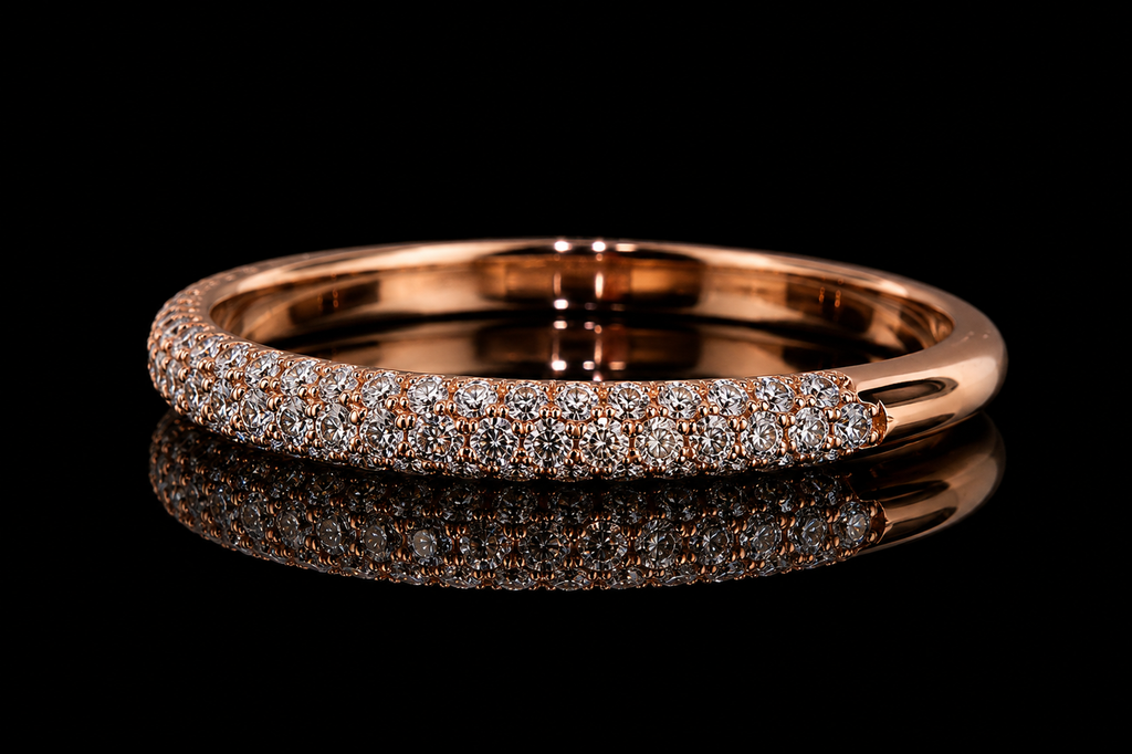 Rose Gold Three-Row Micropavé Diamond Band (band119)