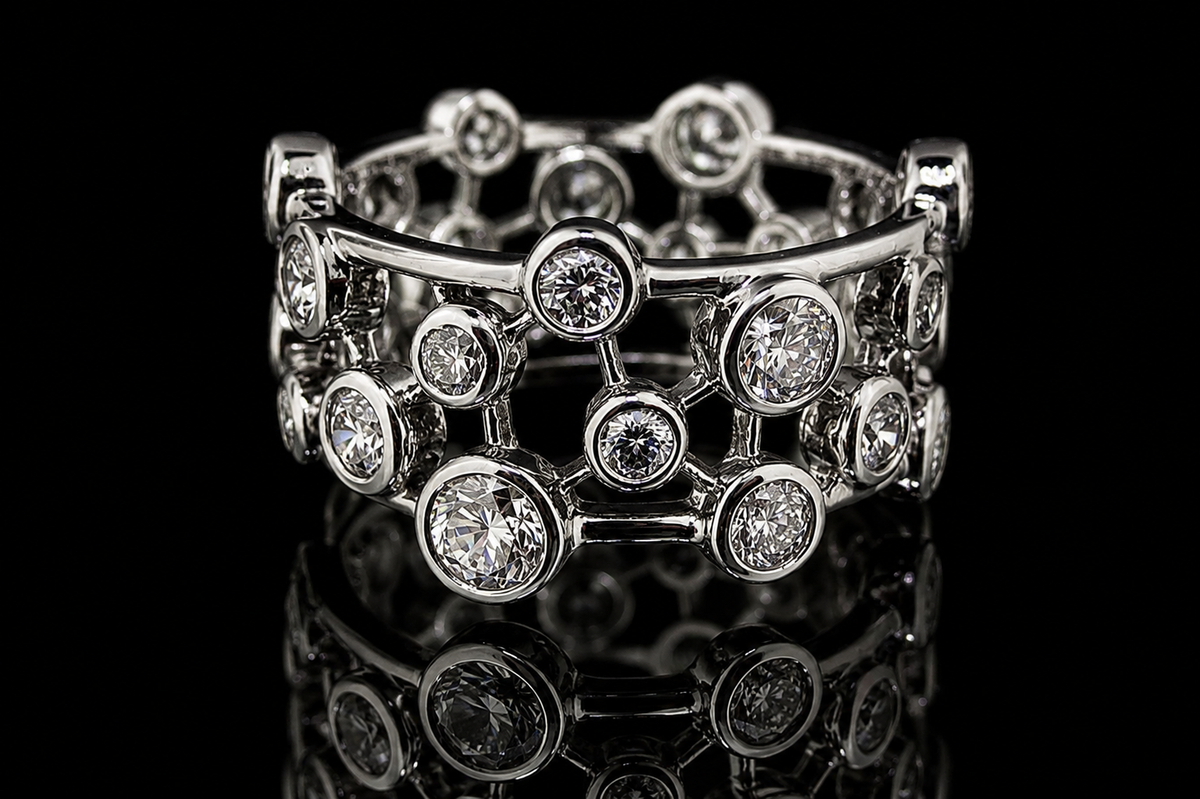 Floating Bezel-Set Diamond Band (band071)