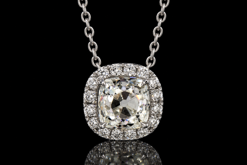 14K White Gold Diamond Halo Necklace (pend080)