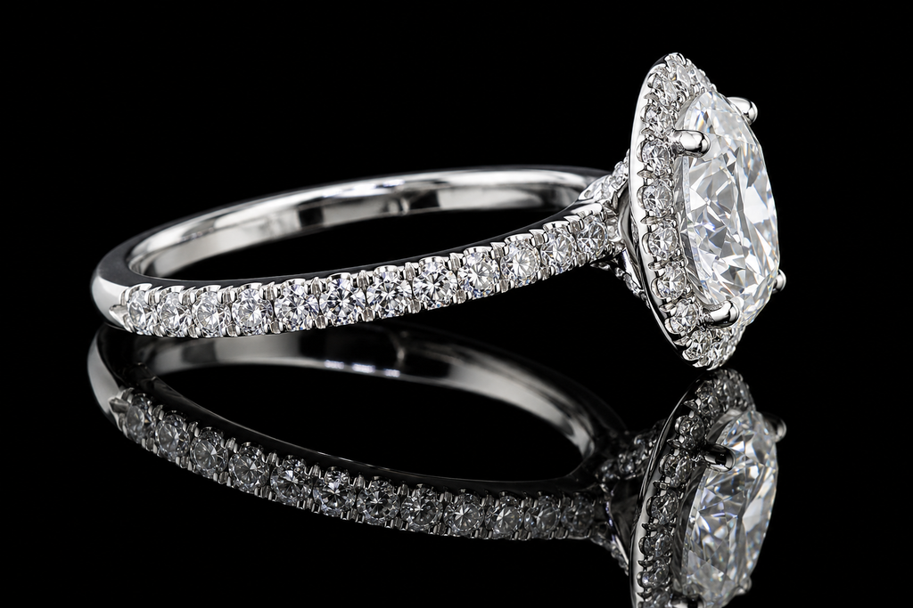 Round Brilliant Diamond Halo Engagement Ring (eng031)