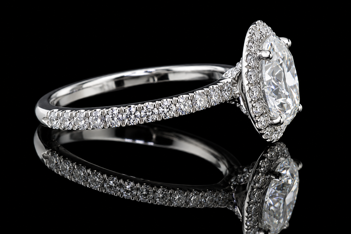 Round Brilliant Diamond Halo Engagement Ring (eng031)