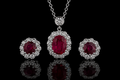 Ruby & Diamond Halo Pendant with Matching Earrings (pend072)