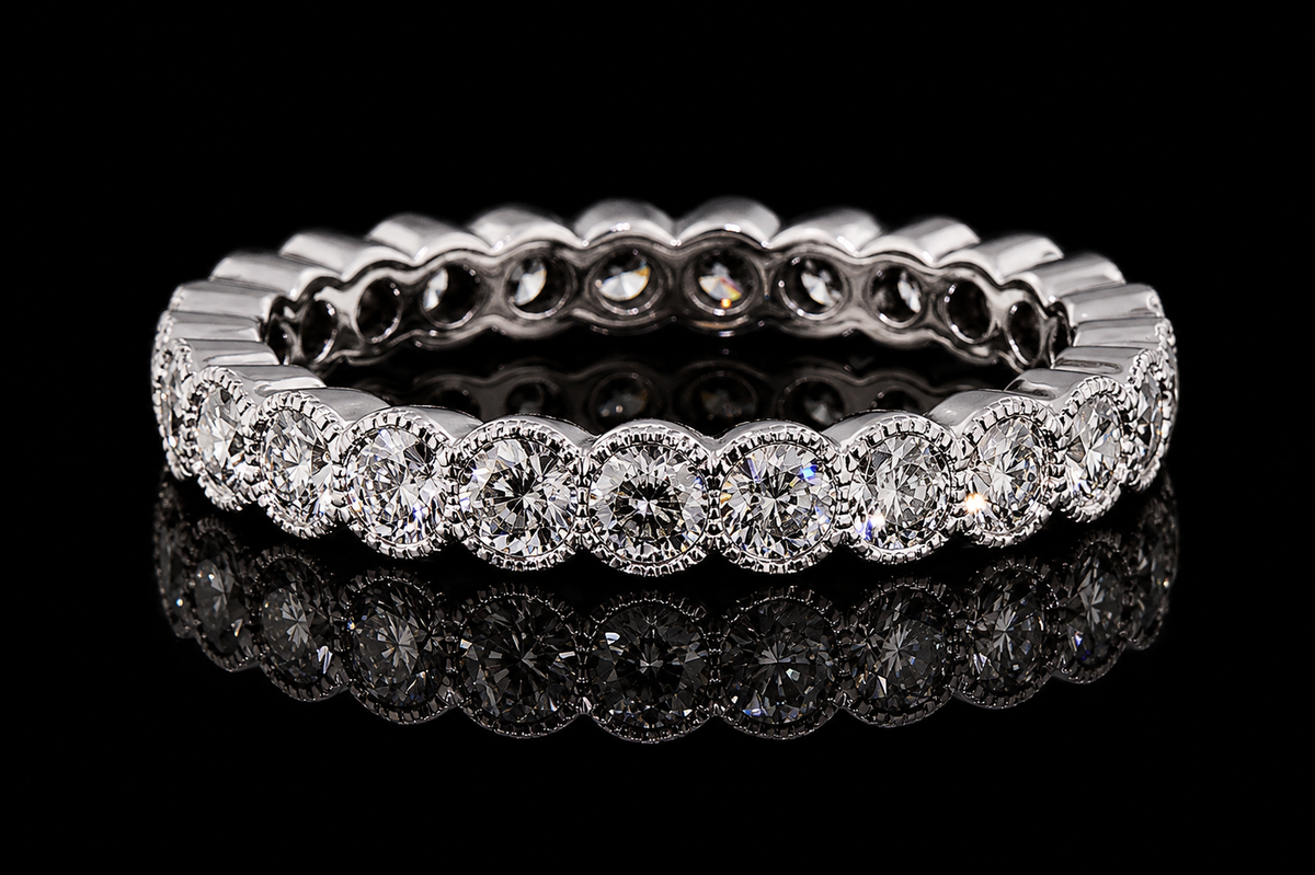 Classic Milgrain Bezel Diamond Eternity Band (band019)