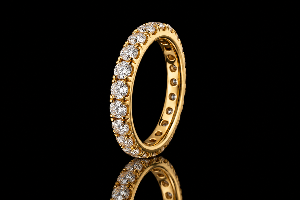 Yellow Gold Round Brilliant Diamond Micropavé Eternity Band (band178)