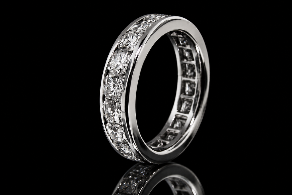 Round Diamond Channel-Set Platinum Eternity Band (band082)