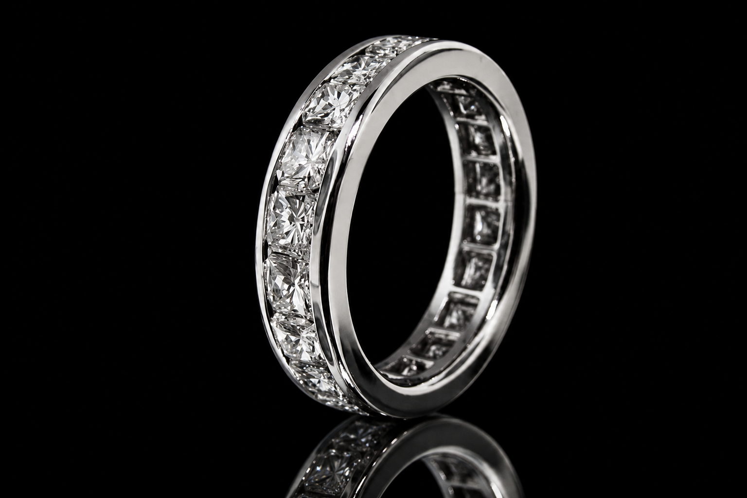 Round Diamond Channel-Set Platinum Eternity Band (band082)