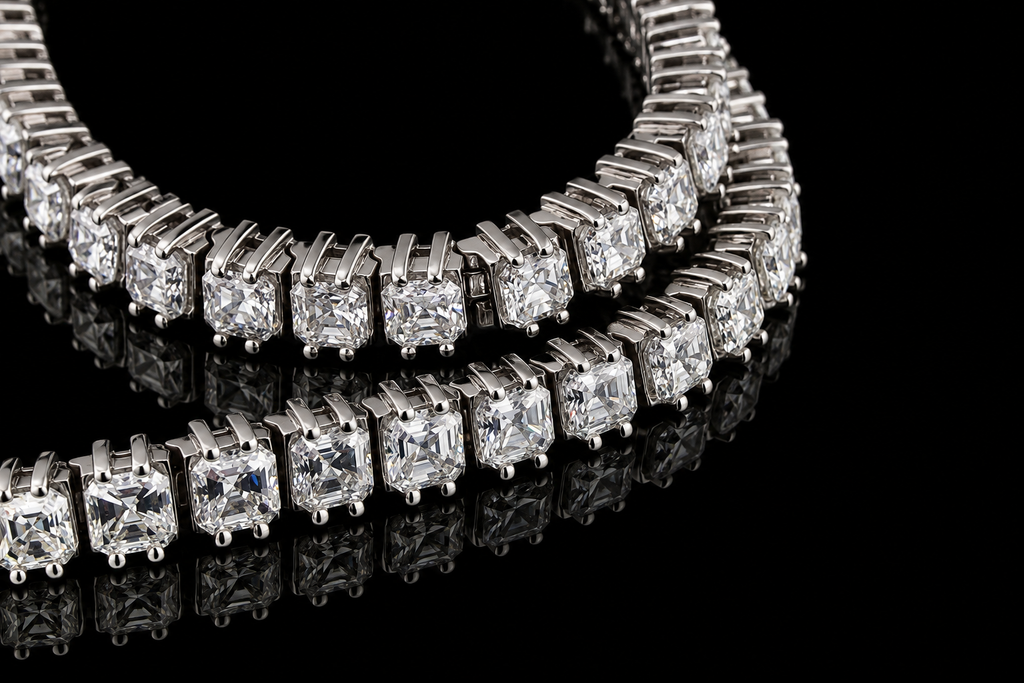 Asscher Cut Diamond Tennis Bracelet (brac007)