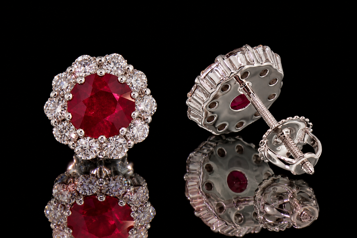 Ruby & Diamond Halo Collection (ear061)