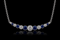 14K White Gold Sapphire & Diamond Horizon Necklace (pend115)