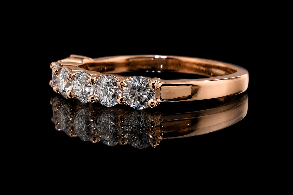 Seven-Stone Round Diamond Rose Gold Band (band86)