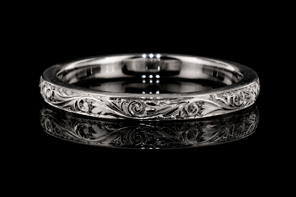 Hand-Engraved Platinum Band (band121)