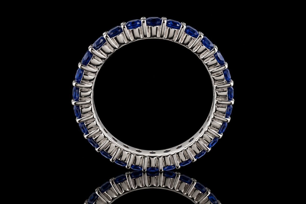 Round Blue Sapphire Eternity Band (band163)