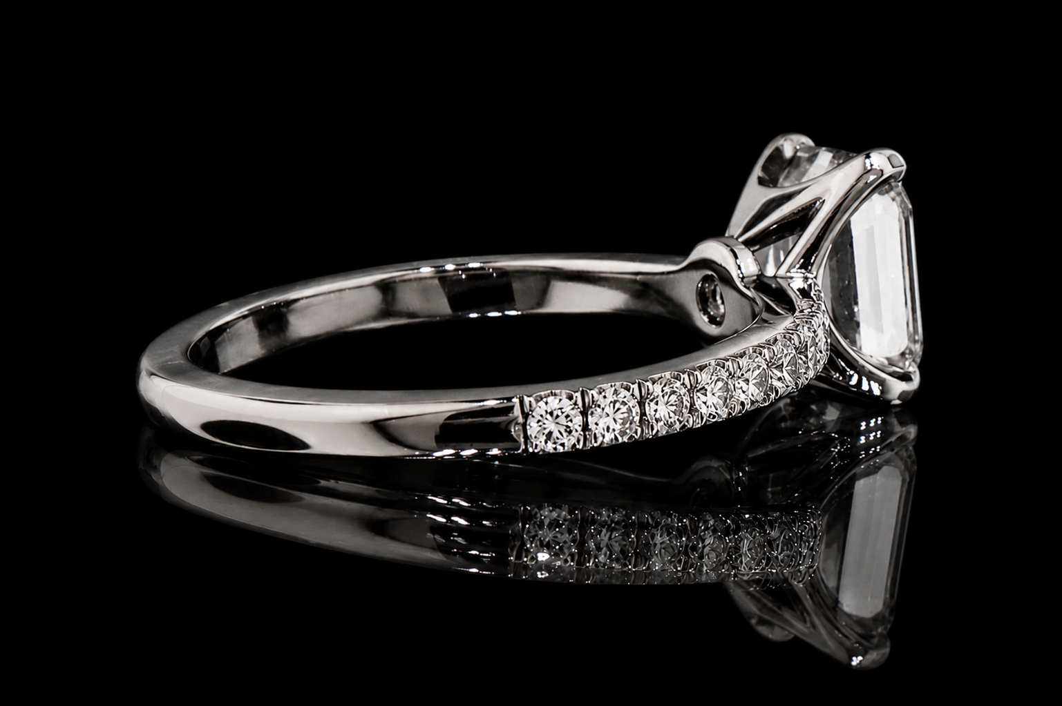 Emerald Cut Diamond Solitaire Engagement Ring (eng346)
