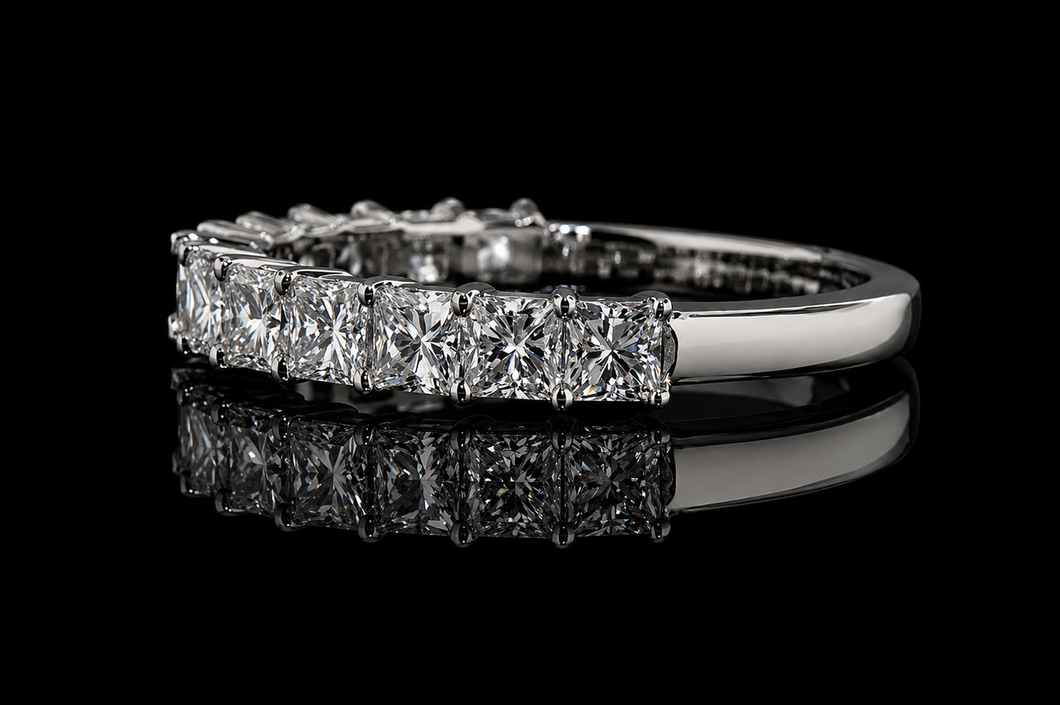 Princess-Cut Diamond Platinum Wedding Band (band093)