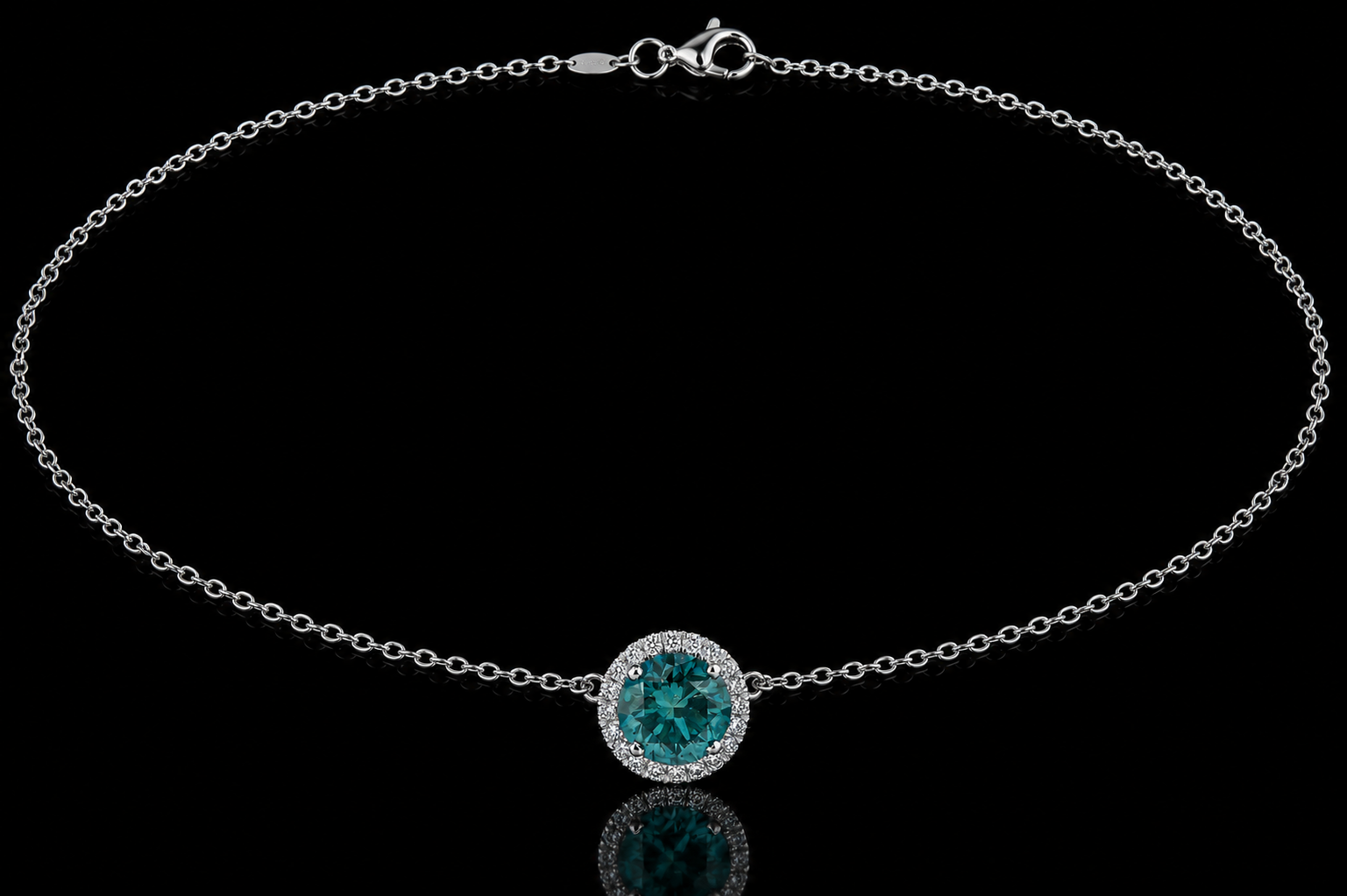 Blue Diamond Halo Necklace (pend057)