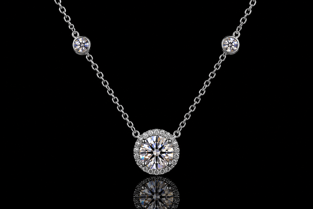 Diamond by the Yard Halo Necklace (pend062)