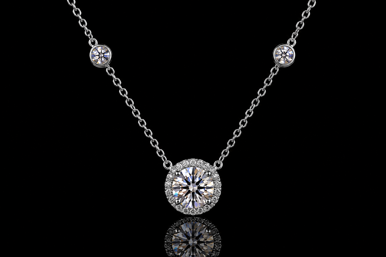 Diamond by the Yard Halo Necklace (pend062)
