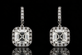 Asscher-Cut Diamond Halo Drop Earrings (ear010)
