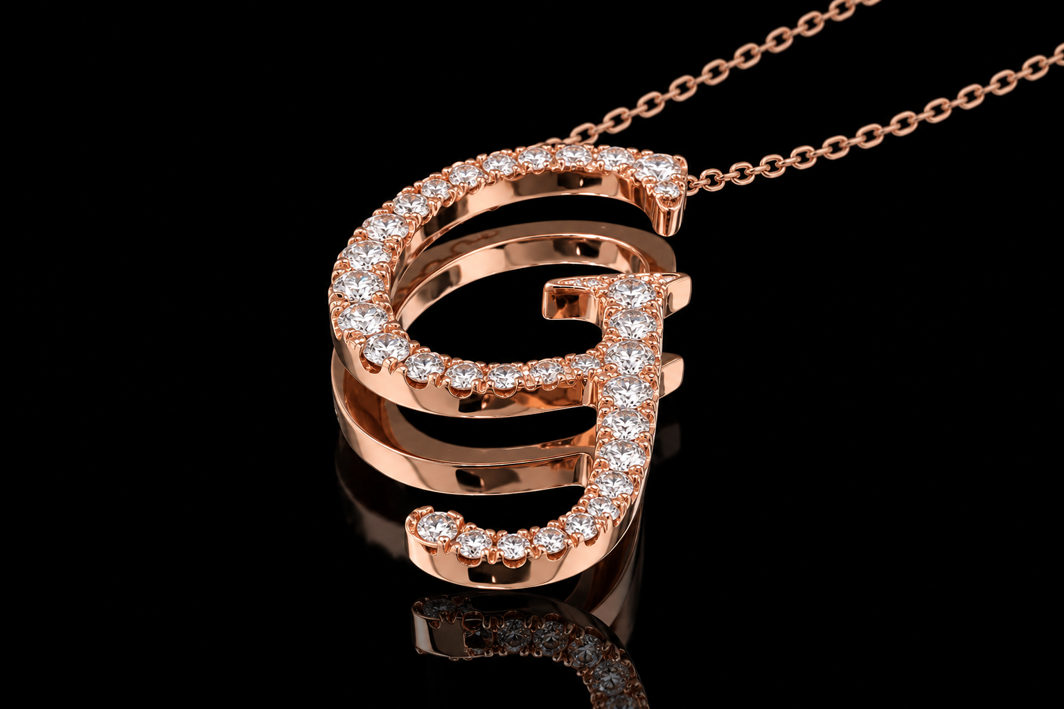 Micropavé Diamond Initial G Necklace (pend095)
