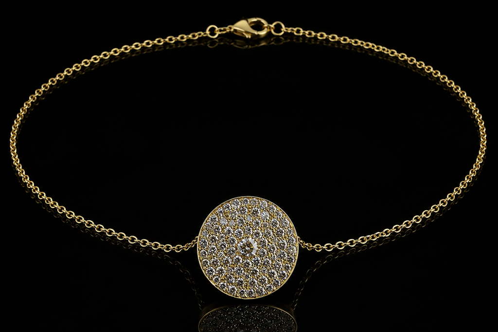 Diamond Pavé Disc Necklace (pend054)
