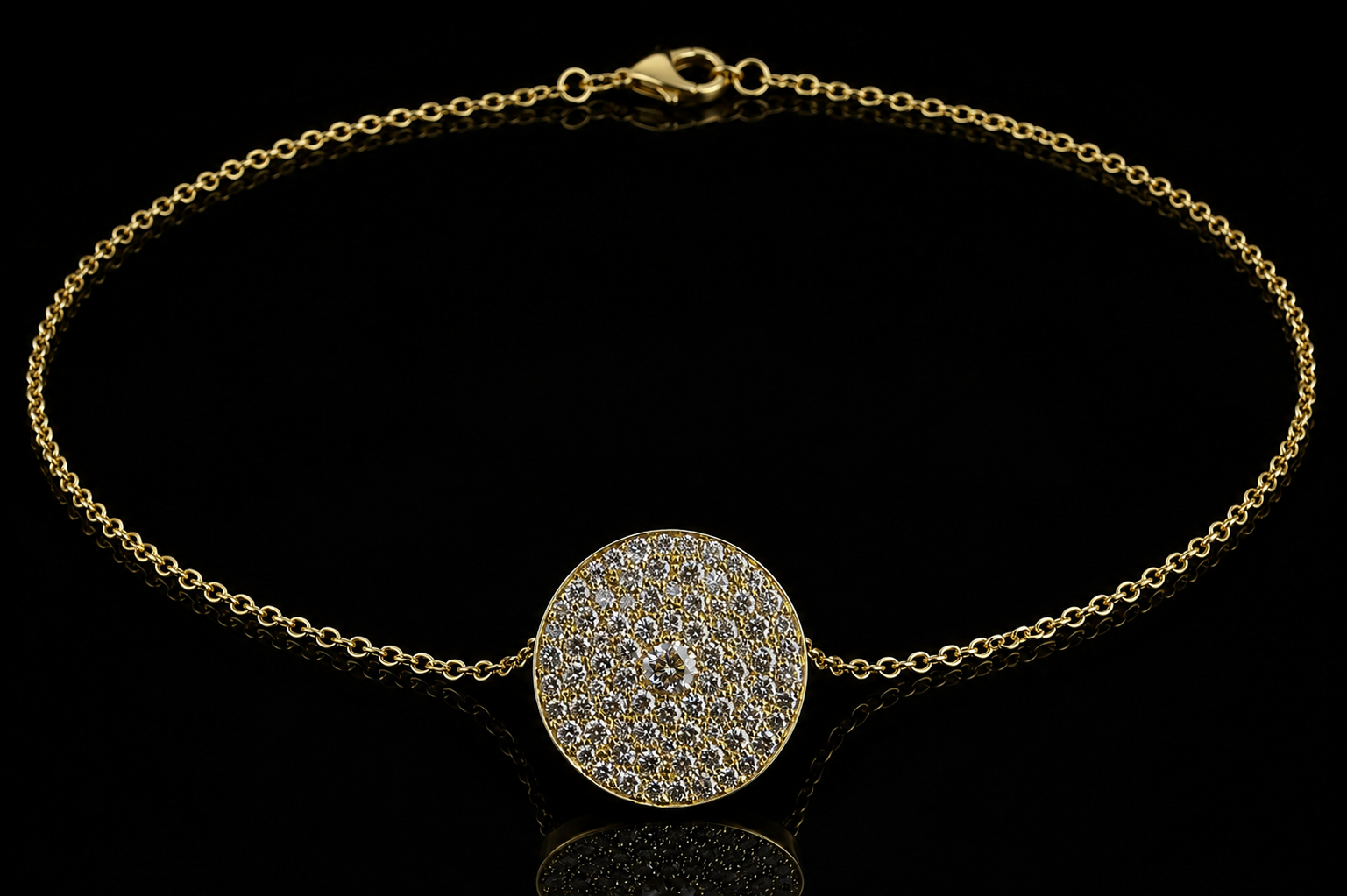 Diamond Pavé Disc Necklace (pend054)